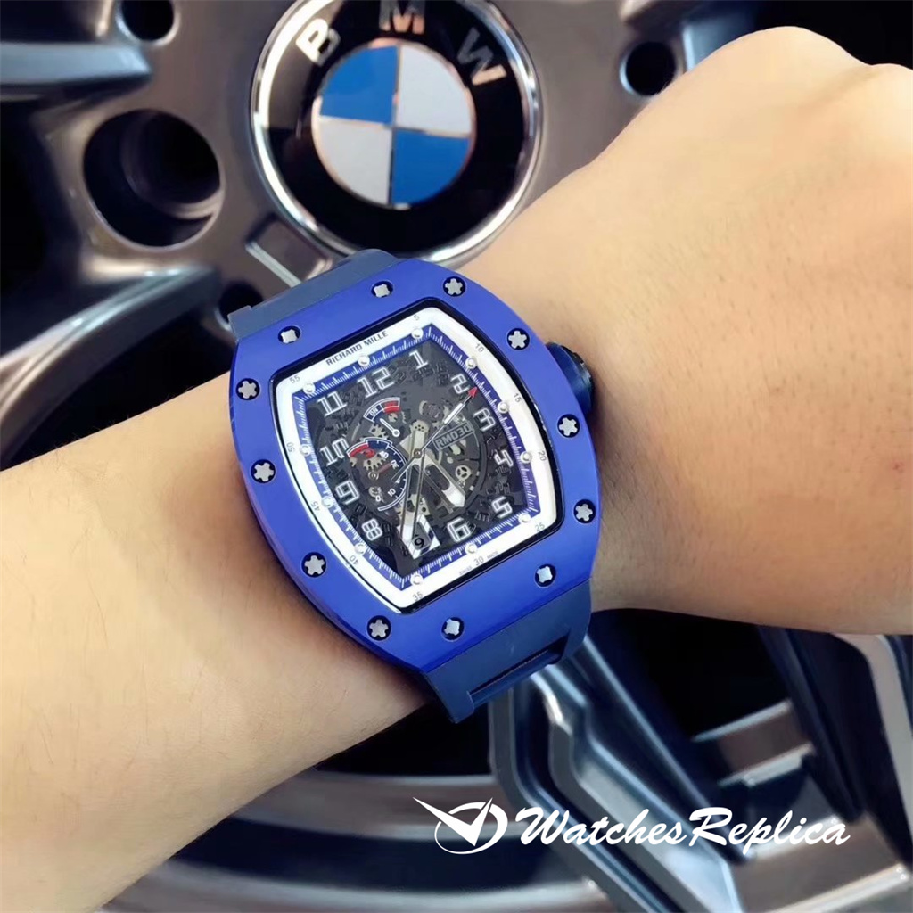 Oben SS Richard Mille RM030 Blaues Ceramic Americas Special Edition Replica Uhren