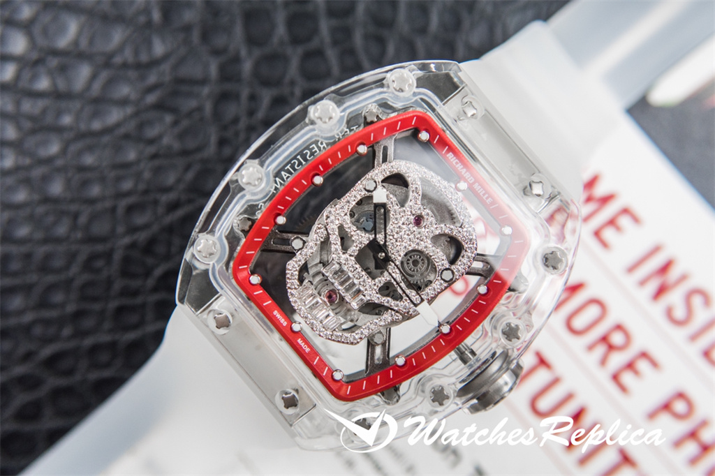 Design Richard Mille RM052 Schädelkopf transparente Kristallserie Replica Uhren