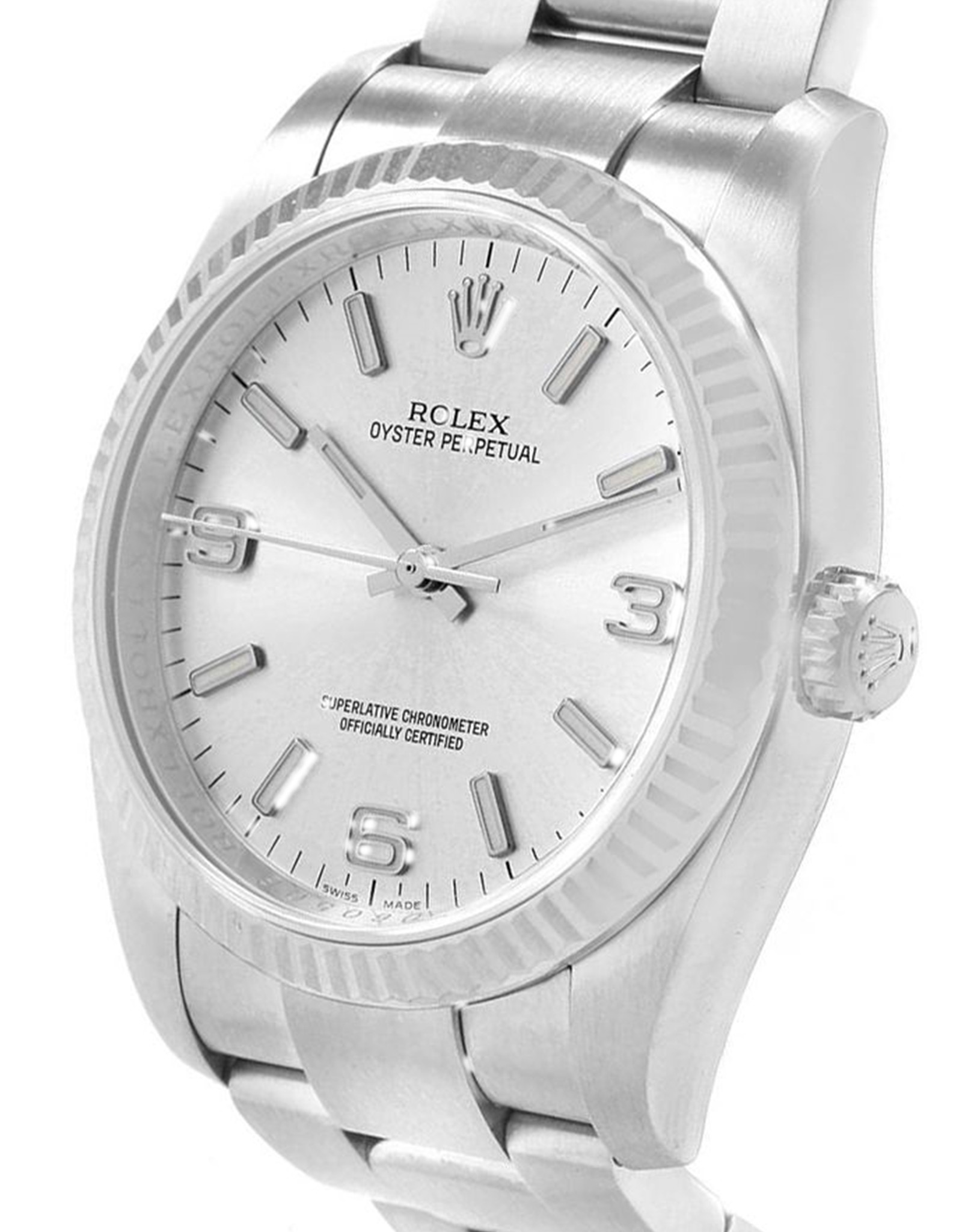 Replica Rolex Auster Perpetual Silbernes Zifferblatt’s Women’s Replica Uhren 116034 36mm